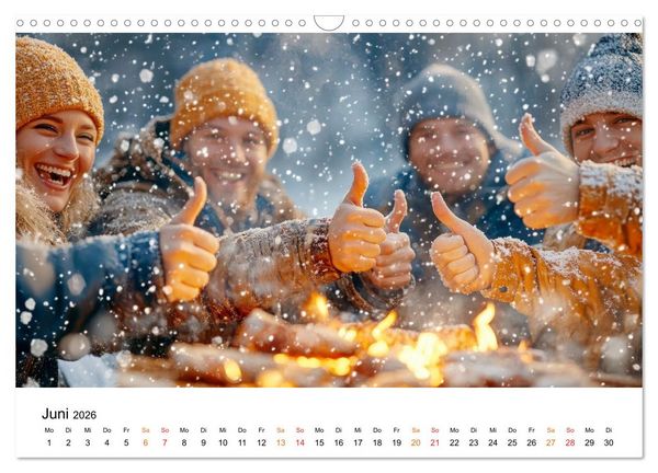 Produktbild: Unser Winter - Flocken, Fun und Freunde (Wandkalender 2026 DIN A3 quer), CALVENDO Monatskalender