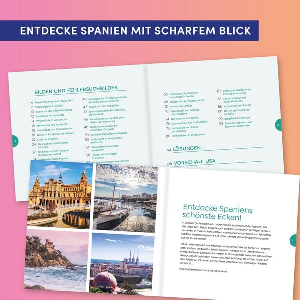 Produktbild: In 444 Fehlern um die Welt &ndash; Spanien. Finde die Unterschiede in den sch&ouml;nsten Motiven Spaniens.