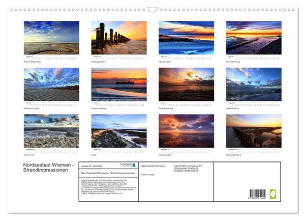 Produktbild: Nordseebad Wremen - Strandimpressionen (Wandkalender 2026 DIN A2 quer), CALVENDO Monatskalender