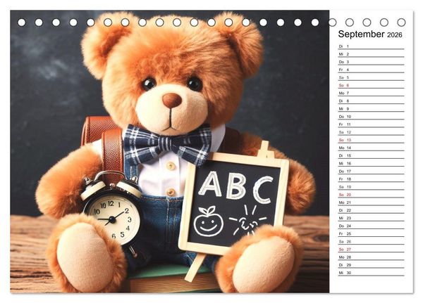 Produktbild: Teddys - Die Jahresreise der KI-Teddyb&auml;ren (Tischkalender 2026 DIN A5 quer), CALVENDO Monatskalender