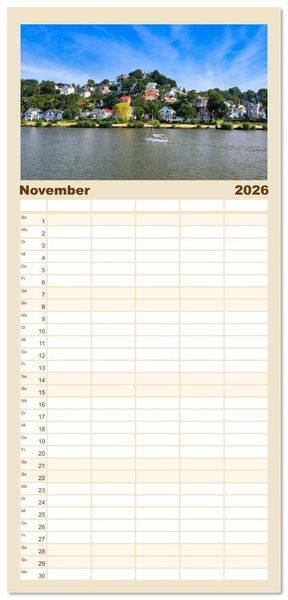 Produktbild: Familienplaner 2026 - Die malerische Elbe mit 5 Spalten (Wandkalender, 21 x 45 cm) CALVENDO