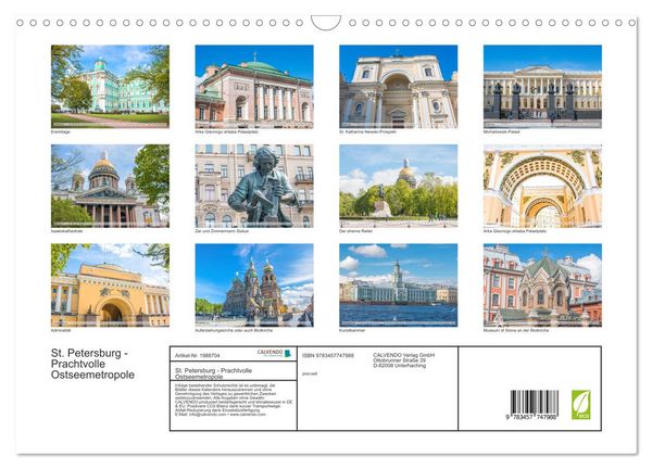 Produktbild: St. Petersburg - Prachtvolle Ostseemetropole (Wandkalender 2026 DIN A3 quer), CALVENDO Monatskalender