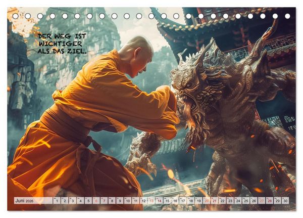 Produktbild: Shaolin M&ouml;nche - Weisheit und Disziplin (Tischkalender 2026 DIN A5 quer), CALVENDO Monatskalender