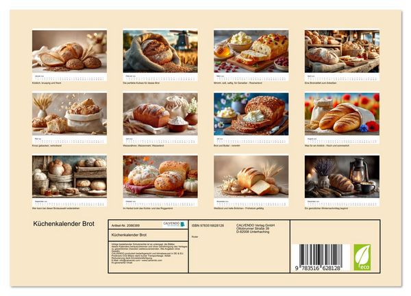 Produktbild: K&uuml;chenkalender Brot (Wandkalender 2026 DIN A4 quer), CALVENDO Monatskalender