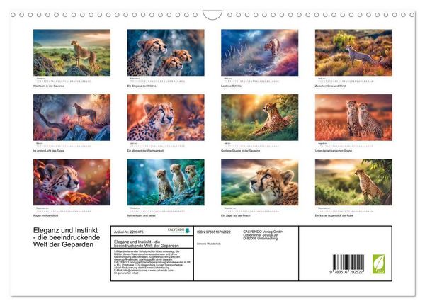 Produktbild: Eleganz und Instinkt - die beeindruckende Welt der Geparden (Wandkalender 2027 DIN A3 quer), CALVENDO Monatskalender