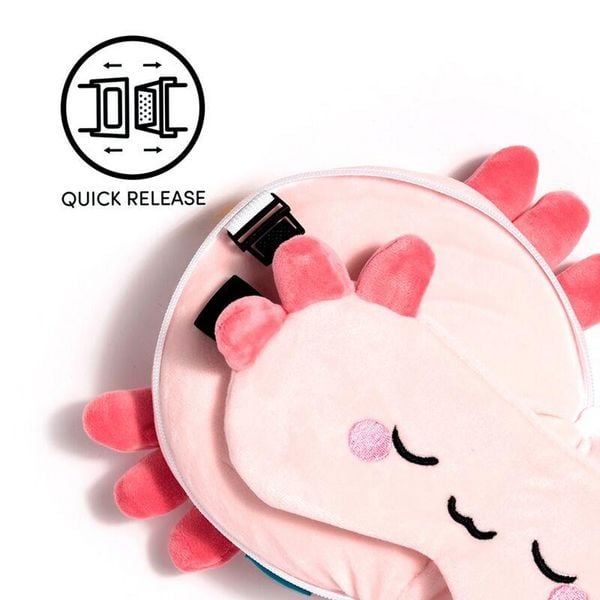 Produktbild: Relaxeazzz Adoramals Maddie der Axolotl Reisekissen & Schlafmaske