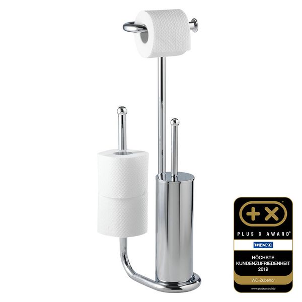 Produktbild: Stand WC-Garnitur Universalo Chrom, integrierter Toilettenpapierhalter und WC-B&uuml;rstenhalter