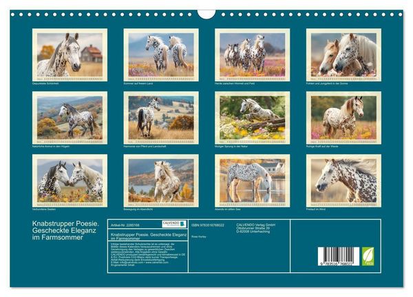 Produktbild: Knabstrupper Poesie. Gescheckte Eleganz im Farmsommer (Wandkalender 2027 DIN A3 quer), CALVENDO Monatskalender