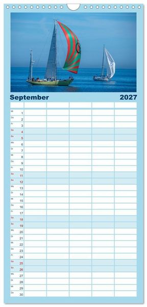 Produktbild: Familienplaner 2027 - Segelboote - Eleganz in Vollendung mit 5 Spalten (Wandkalender, 21 x 45 cm) CALVENDO