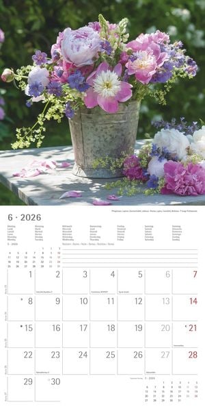 Produktbild: Alpha Edition - Blumenträume 2026 Broschürenkalender, 30x30cm, Wandkalender mit Platz für Notizen und Termine, hochwertige Bildmotive, Mondphasen, Mon