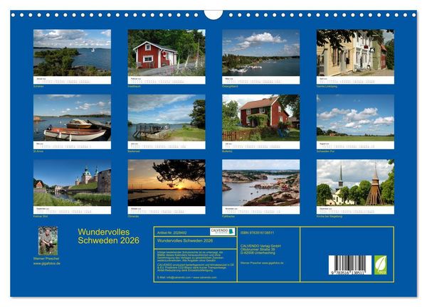 Produktbild: Wundervolles Schweden 2026 (Wandkalender 2026 DIN A3 quer), CALVENDO Monatskalender