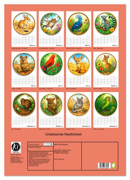 Produktbild: Unbekannte Niedlichkeit (Wandkalender 2026 DIN A2 hoch), CALVENDO Monatskalender