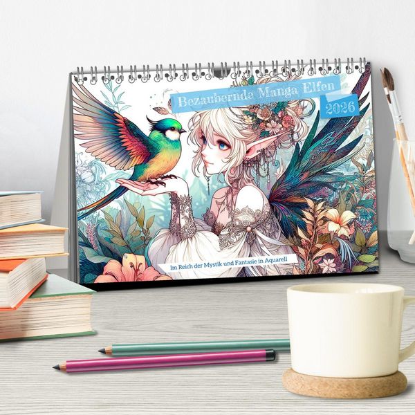 Produktbild: Bezaubernde Manga Elfen (Tischkalender 2026 DIN A5 quer), CALVENDO Monatskalender