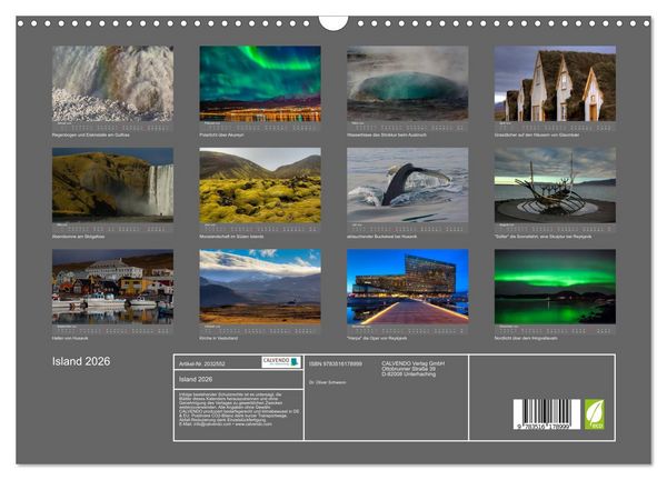 Produktbild: Island 2026 (Wandkalender 2026 DIN A3 quer), CALVENDO Monatskalender