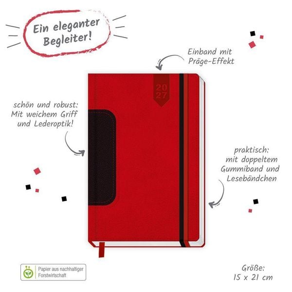 Produktbild: TR&Ouml;TSCH - Buchkalender A5 Rot 2027