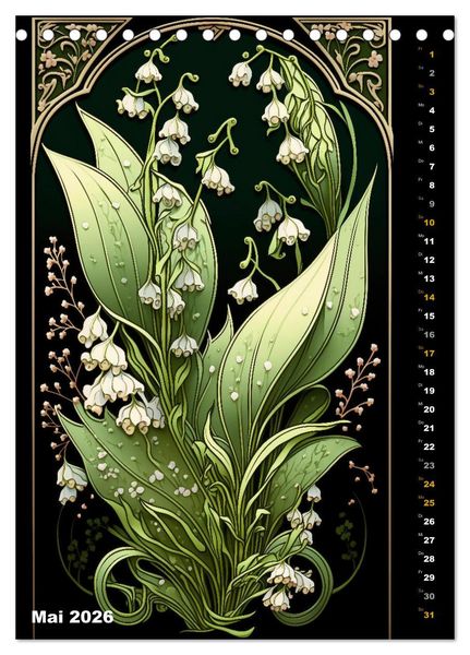 Produktbild: Jugendstil Blumen (Tischkalender 2026 DIN A5 hoch), CALVENDO Monatskalender