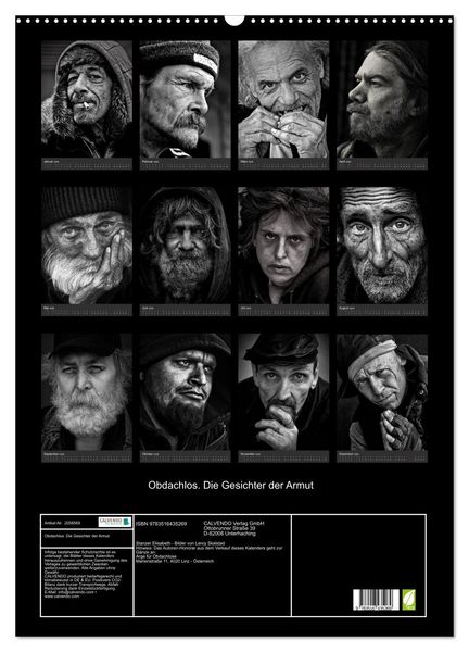 Produktbild: Obdachlos. Die Gesichter der Armut (Wandkalender 2026 DIN A2 hoch), CALVENDO Monatskalender