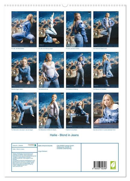Produktbild: Hailie - Blond in Jeans (hochwertiger Premium Wandkalender 2027 DIN A2 hoch), Kunstdruck in Hochglanz