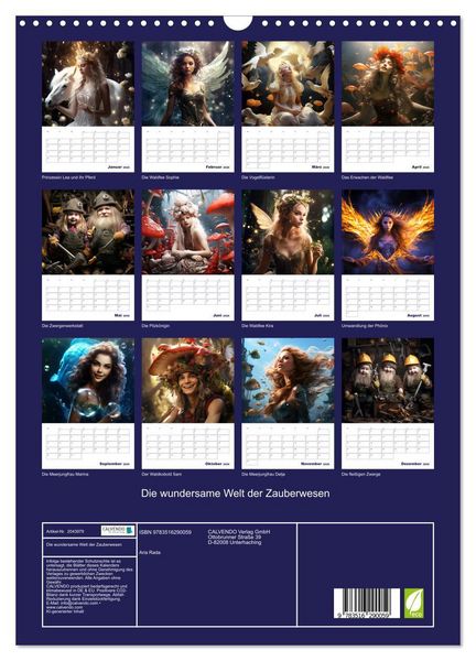 Produktbild: Die wundersame Welt der Zauberwesen (Wandkalender 2026 DIN A3 hoch), CALVENDO Monatskalender