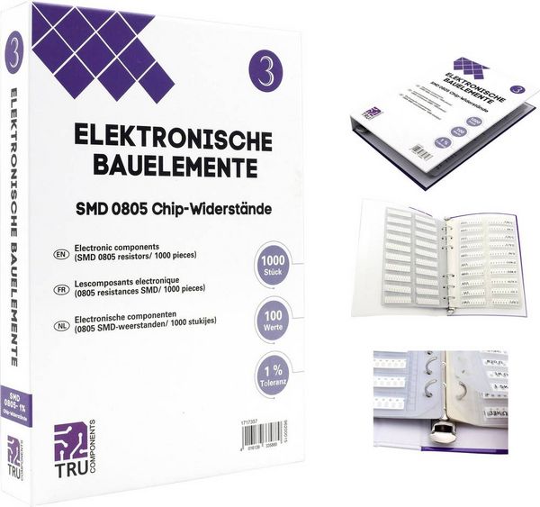 Produktbild: TRU COMPONENTS TC-6869428 TC-6869428 Sortiments-Album SMD 0805 0.125W 1% 1000 Teile