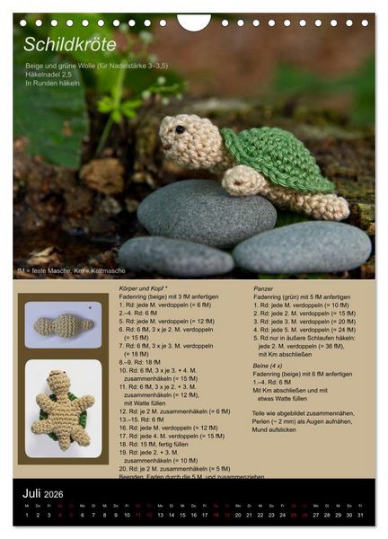 Produktbild: Amigurumi - H&auml;kelideen mit Anleitung (Wandkalender 2026 DIN A4 hoch), CALVENDO Monatskalender