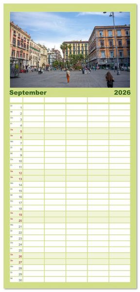Produktbild: Familienplaner 2026 - Wundersch&ouml;nes Neapel - Bella Napoli mit 5 Spalten (Wandkalender, 21 x 45 cm) CALVENDO