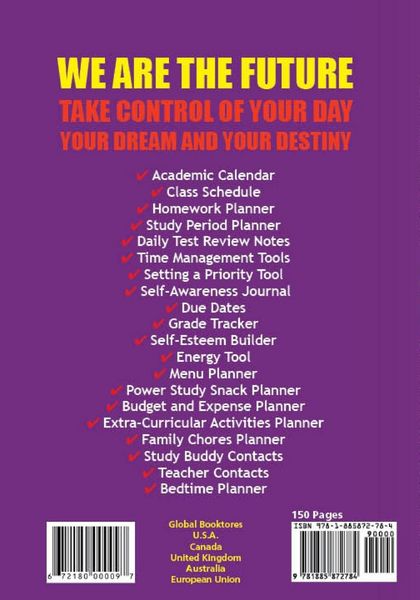 Produktbild: MY DAY MY DREAM MY DESTINY Homework Planner and Self-Care Journal (150 Pages)