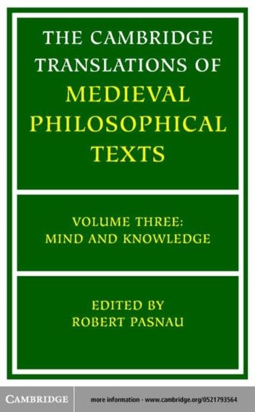 Produktbild: Cambridge Translations of Medieval Philosophical Texts: Volume 3, Mind and Knowledge