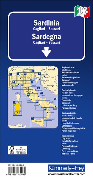 Produktbild: K&uuml;mmerly+Frey Regional-Strassenkarte 16 Sardinien 1:200.000