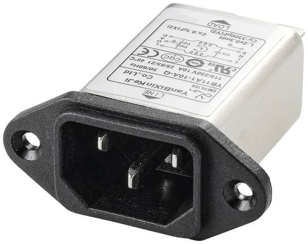 Produktbild: TRU COMPONENTS TC-10101440 Netzfilter mit Kaltger&auml;tebuchse 250 V/AC 10 A 0.3 mH (L x B x H) 58 x 50 x 22.8 mm 1 St.
