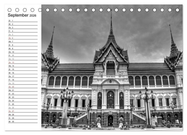 Produktbild: Bangkok Impressionen in Schwarz Wei&szlig; (Tischkalender 2026 DIN A5 quer), CALVENDO Monatskalender