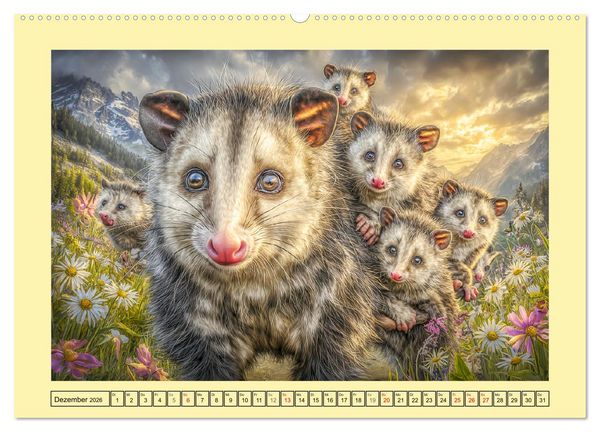 Produktbild: Sanfte Beutelratten. Opossums im stillen Rhythmus der Natur (hochwertiger Premium Wandkalender 2026 DIN A2 quer), Kunstdruck in Hochglanz