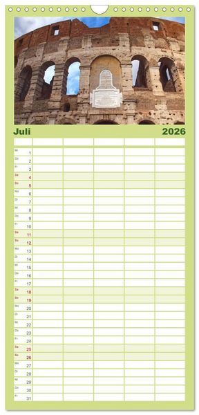 Produktbild: Familienplaner 2026 - In Liebe Dein Rom mit 5 Spalten (Wandkalender, 21 x 45 cm) CALVENDO