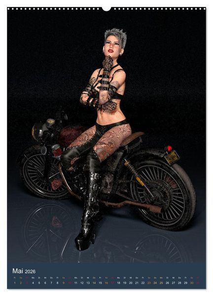 Produktbild: Tattooed Girls and Bikes (Wandkalender 2026 DIN A2 hoch), CALVENDO Monatskalender