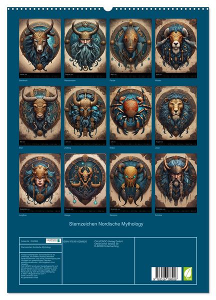 Produktbild: Sternzeichen Nordische Mythology (hochwertiger Premium Wandkalender 2026 DIN A2 hoch), Kunstdruck in Hochglanz