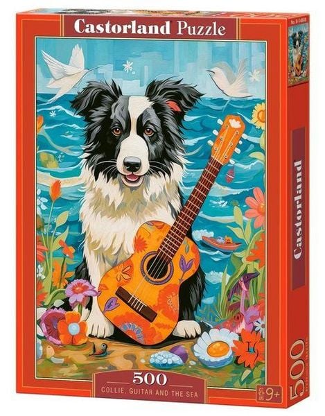 Castorland 500 Piece Jigsaw Puzzles, Collie, Guitar and the Sea, Animal Puzzle, Dog, Pets, Adult Puzzle, Castorland B-54008