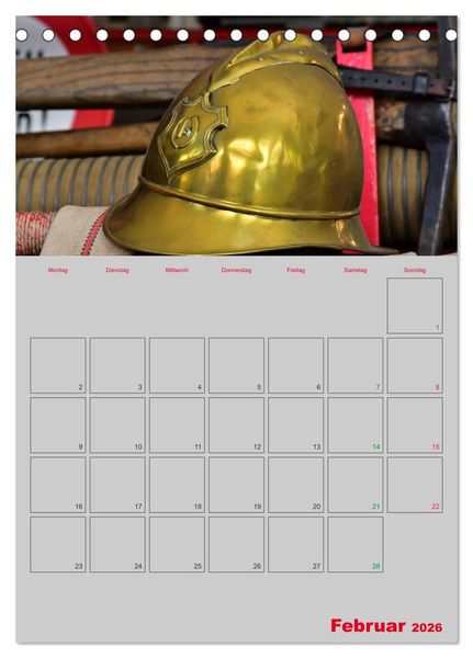 Produktbild: Alte Feuerwehrhelme - Terminplaner (Tischkalender 2026 DIN A5 hoch), CALVENDO Monatskalender