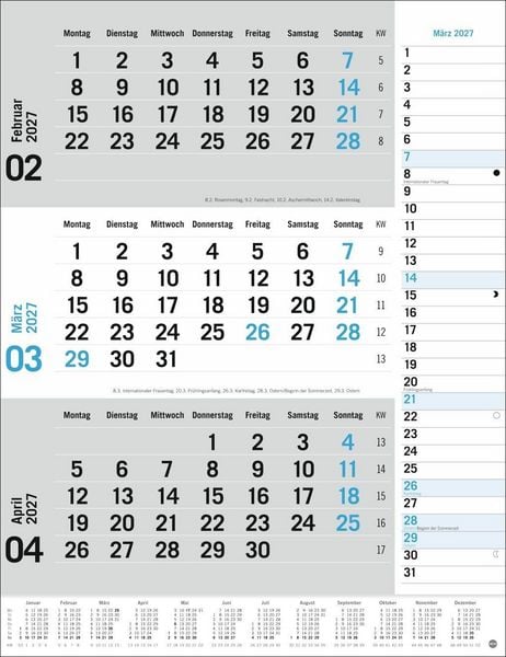 Produktbild: 3-Monats-Planer, blau 2027