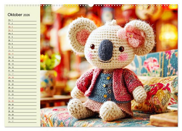 Produktbild: Kleine Freunde aus Wolle. Zauberhaft geh&auml;kelte Tierchen (Wandkalender 2026 DIN A2 quer), CALVENDO Monatskalender