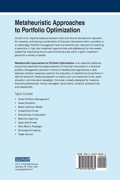 Produktbild: Metaheuristic Approaches to Portfolio Optimization