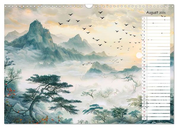 Produktbild: Chinas Harmonie - Terminplaner mit Landschaften und Symbolen (Wandkalender 2026 DIN A3 quer), CALVENDO Monatskalender