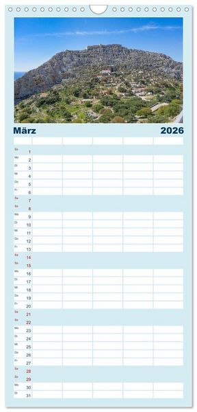 Produktbild: Familienplaner 2026 - Insel Chalki mit 5 Spalten (Wandkalender, 21 x 45 cm) CALVENDO