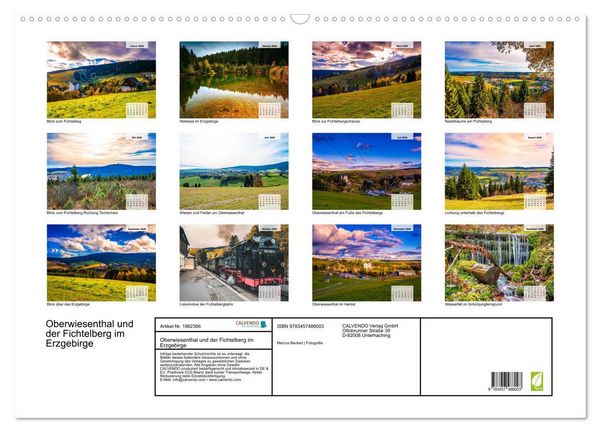 Produktbild: Oberwiesenthal und der Fichtelberg im Erzgebirge (Wandkalender 2026 DIN A2 quer), CALVENDO Monatskalender
