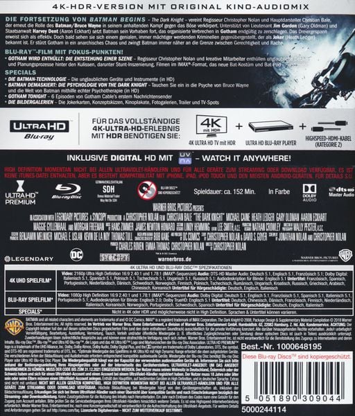 Produktbild: The Dark Knight (4K Ultra HD) (+ 2 Blu-rays)
