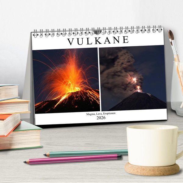 Produktbild: Vulkane - Magma, Lava, Eruptionen (Tischkalender 2026 DIN A5 quer), CALVENDO Monatskalender