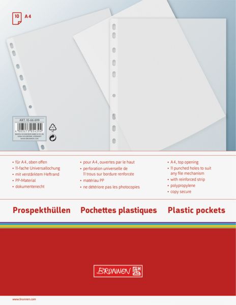 Produktbild: Brunnen Prospekth&uuml;llen | A4, transparent, 10 St&uuml;ck