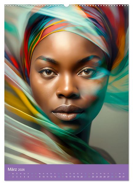 Produktbild: Afrikanische Frauen - Portraits im Stil der afrikanischen Kultur (Wandkalender 2026 DIN A2 hoch), CALVENDO Monatskalender