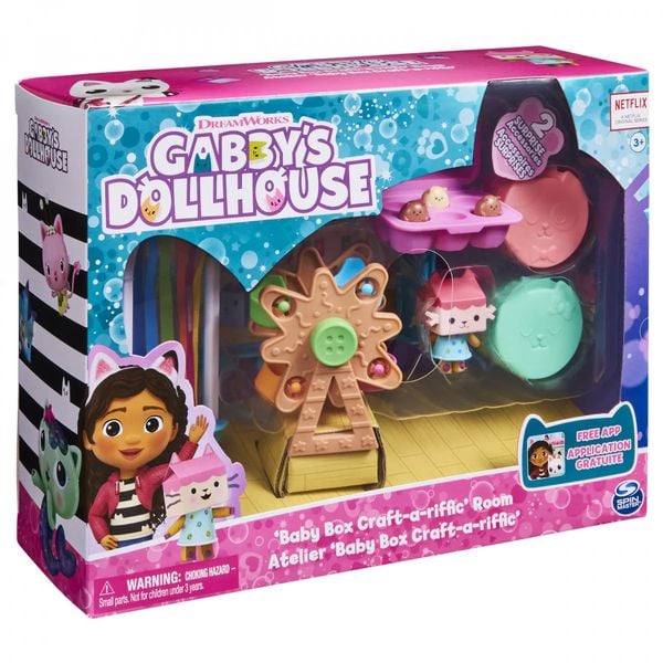 Produktbild: Gabby's Dollhouse Deluxe Raum, Craft-a-riffic-Room, Bastelzimmer mit Baby Box, M&ouml;belst&uuml;cken und thematischem Zubeh&ouml;r