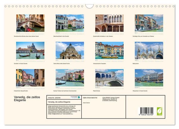 Produktbild: Venedig, die zeitlos Elegante (Wandkalender 2027 DIN A3 quer), CALVENDO Monatskalender