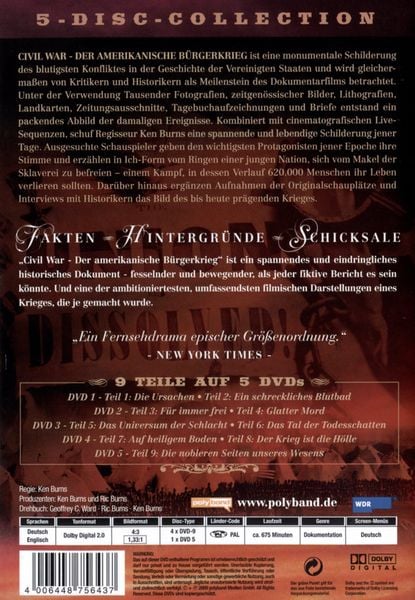 Produktbild: Civil War - Der amerikanische B&uuml;rgerkrieg - Box [5 DVDs]